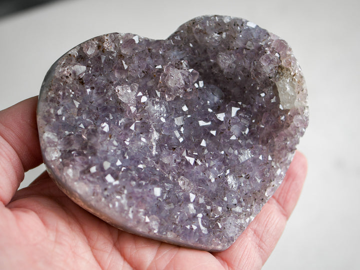 Amethyst Heart with Calcite Inclusion