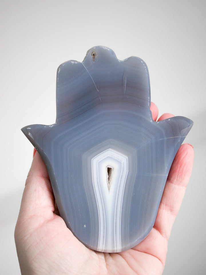 Natural Geode Agate Hamsa