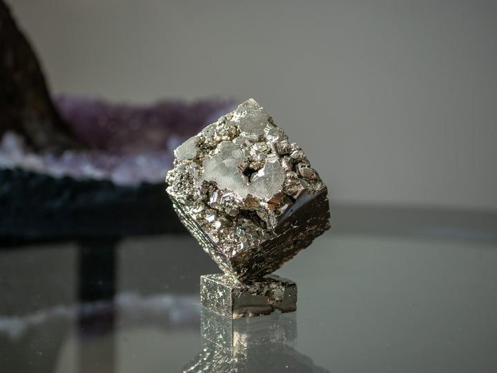 Balancing Pyrite Geode Cube Set with Pyrite Base