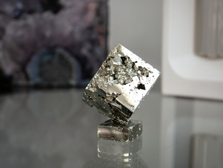 Balancing Pyrite Geode Cube Set with Pyrite Base