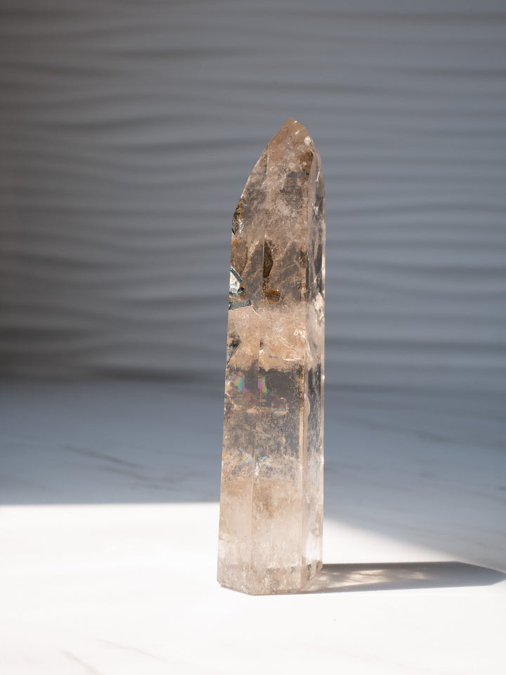 Quartz Tower with Rainbow Inclusions & Tourmaline