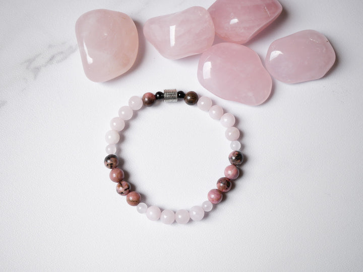 Rhodonite, Rose Quartz, & Tourmaline Bracelet | Love | Healing | Protection