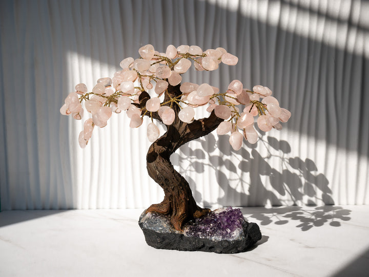 Large Tree of Life | Amethyst Base & Rose Quartz Petals