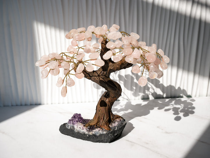 Large Tree of Life | Amethyst Base & Rose Quartz Petals