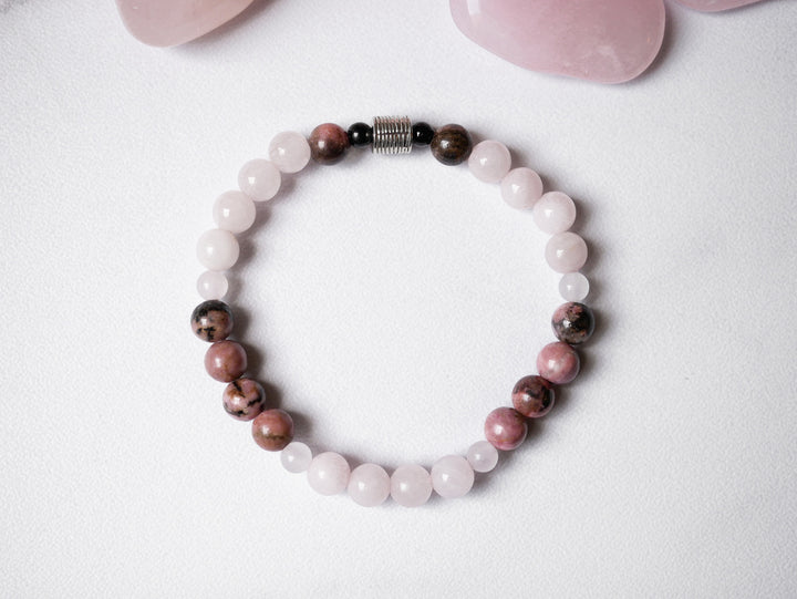 Rhodonite, Rose Quartz, & Tourmaline Bracelet | Love | Healing | Protection