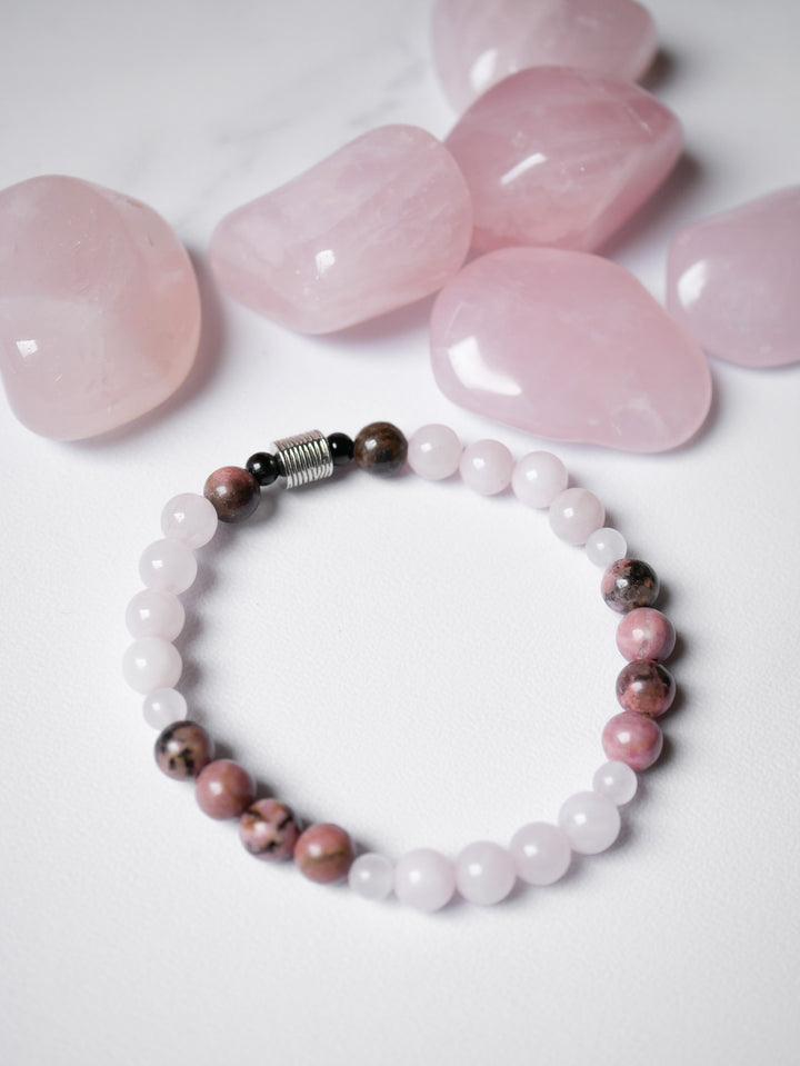 Rhodonite, Rose Quartz, & Tourmaline Bracelet | Love | Healing | Protection