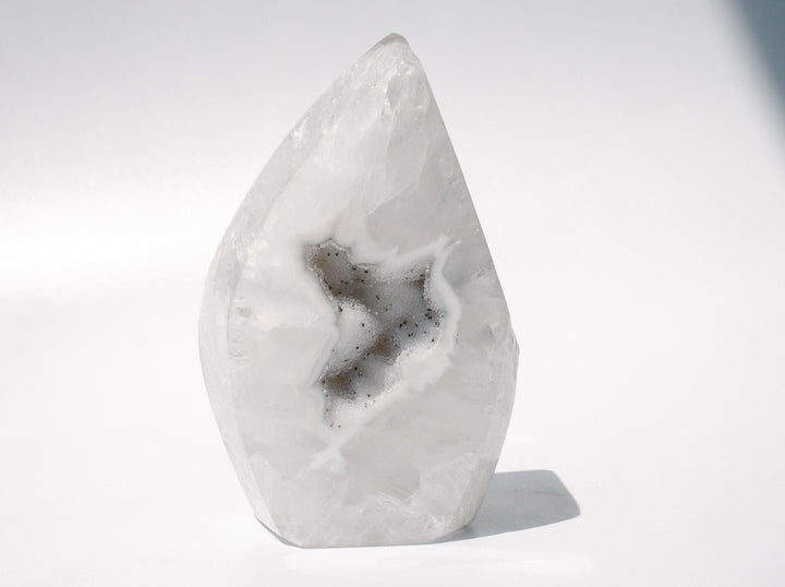 High Quality White Agate Flame with Sugar Druzy