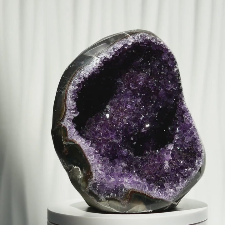 Amethyst Cut Base with white backdrop