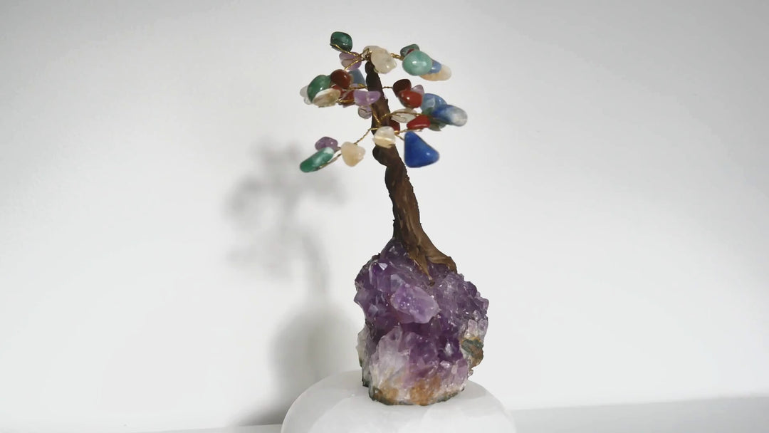 Feng Shui Tree of Life | Amethyst Base & Chakra Crystal Petals
