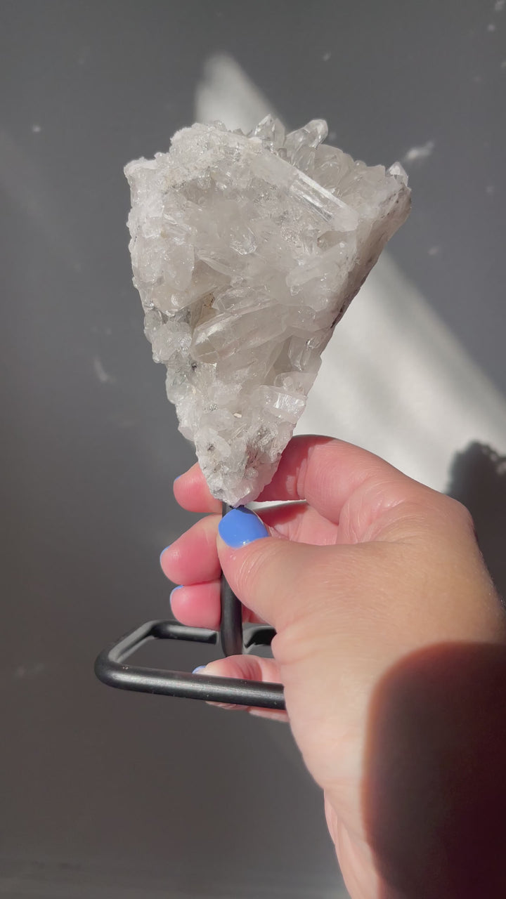 Quartz Crystal Cluster on Metal Stand