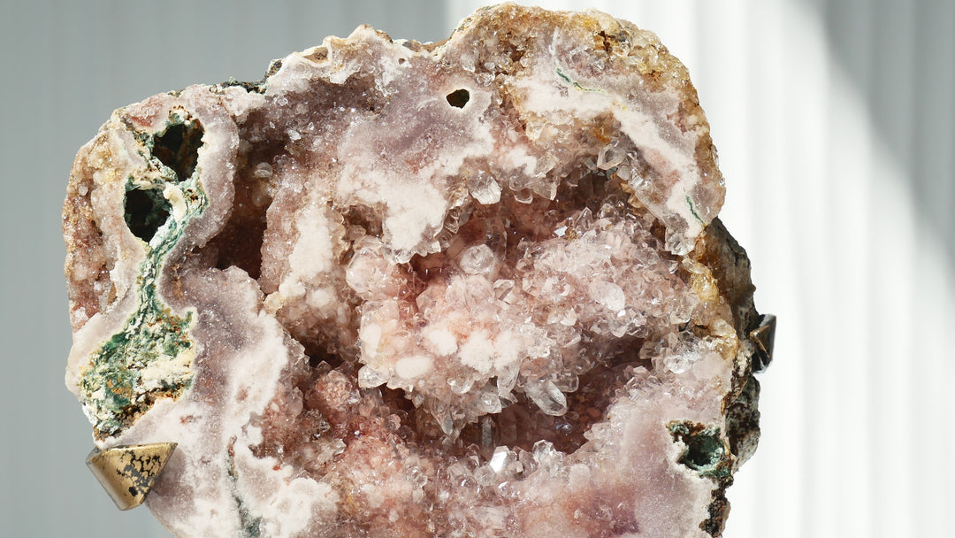 Glamorous Druzy Pink Amethyst on Antique Style Stand