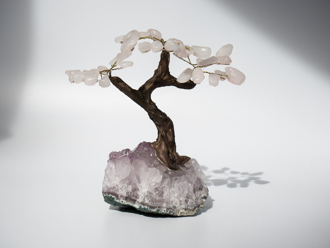 Feng Shui Tree of Life | Amethyst Base & Rose Quartz Crystal Petals