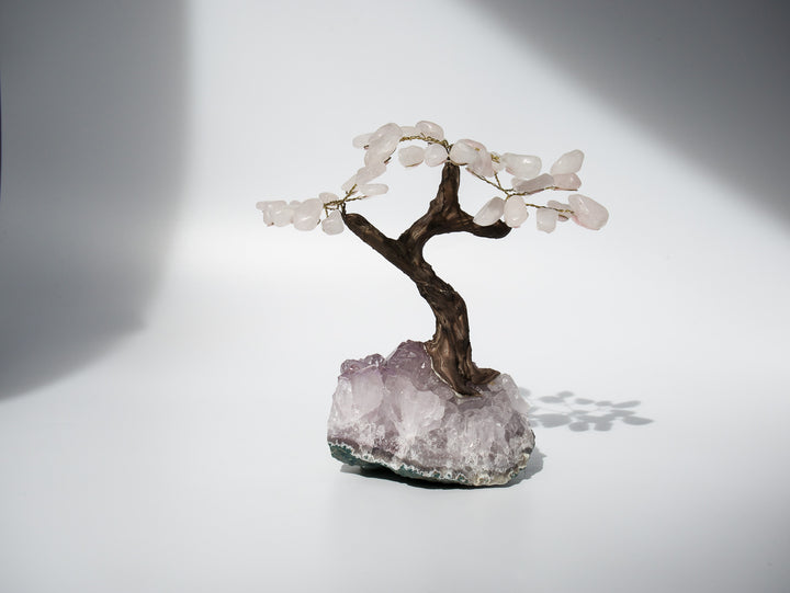 Feng Shui Tree of Life | Amethyst Base & Rose Quartz Crystal Petals