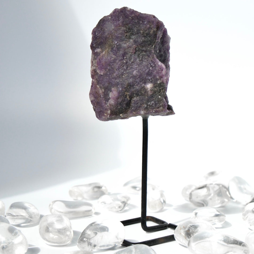 Lepidolite on Metal Stand