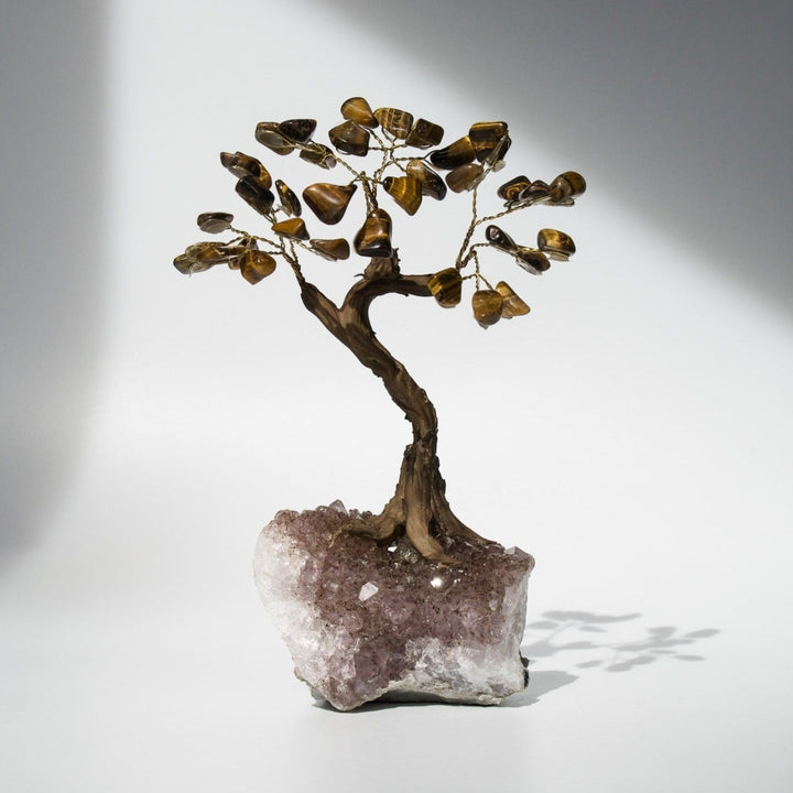Feng Shui Tree of Life | Amethyst Base & Tiger Eye Crystal Petals 
