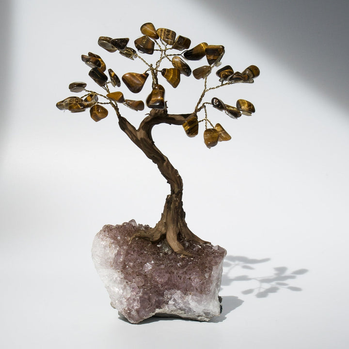 Feng Shui Tree of Life | Amethyst Base & Tiger Eye Crystal Petals