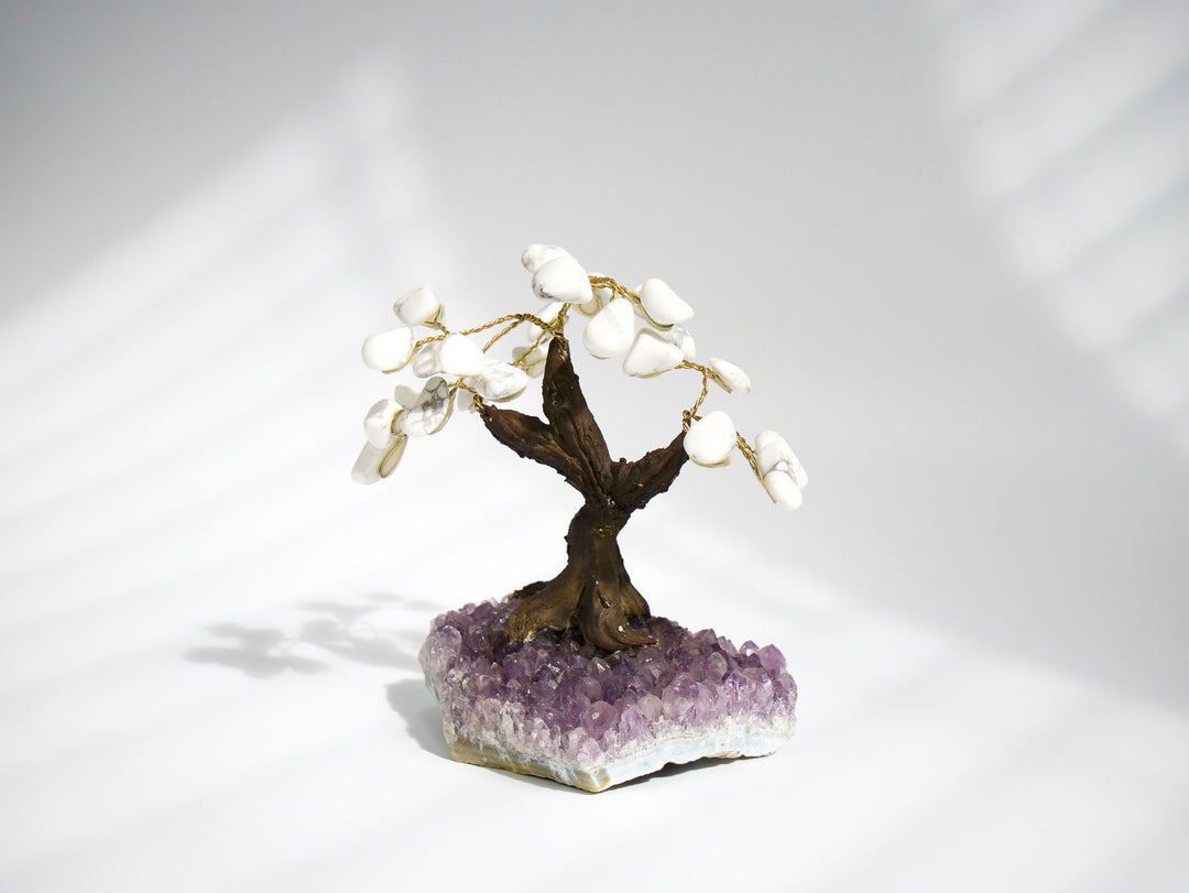 Amethyst Base with White Howlite Crystal Petals Media 1 of 2